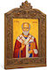 Heiligenikone St. Nikolaus Holzbild Ikone mit Dornen 30cm