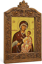 Panagia Portaitissa Wooden Carved Saint Icon Of Acanthus 30cm Panagia Portaitissa Wooden Carved Saint Icon Of Acanthus 30cm