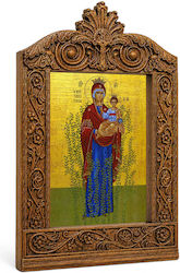 Panagia Myrtidiotissa Wood-Carved Saint Icon of Acanthus 30cm