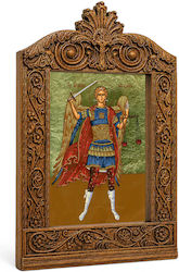 Archangel Michael Wooden Carved Saint Icon Thorn 30cm