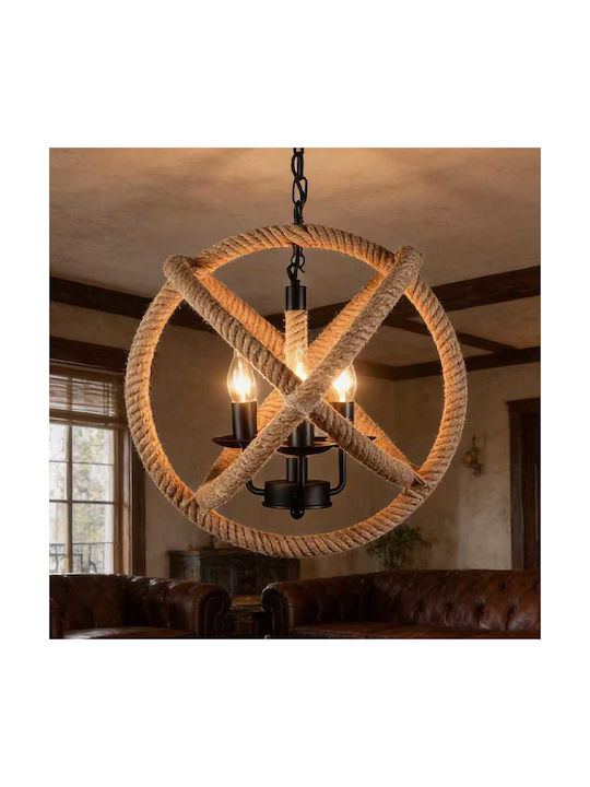 Boho Ceiling Light with Rope for E14 Socket