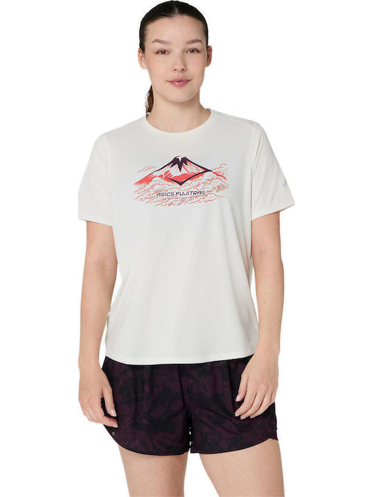 ASICS Fujitrail Logo Ss Tricou Damă Alb