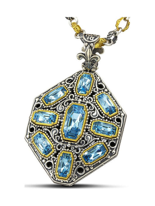 Dimitrios Exclusive Byzantinische Halskette mit vergoldetem Silber Blau