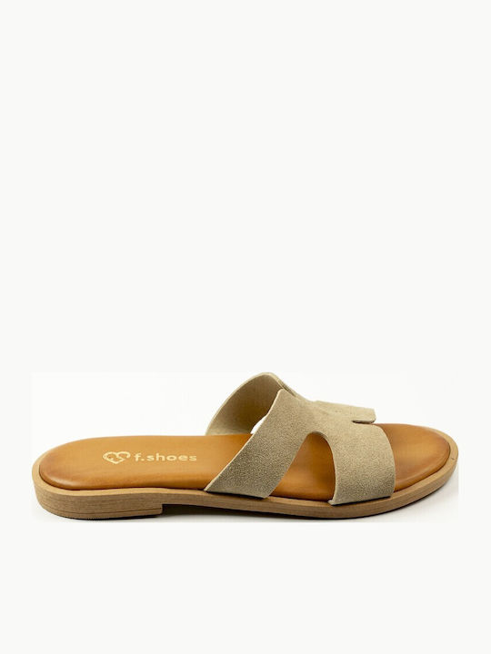 Fshoes Leder Flache Sandalen für Damen Beige