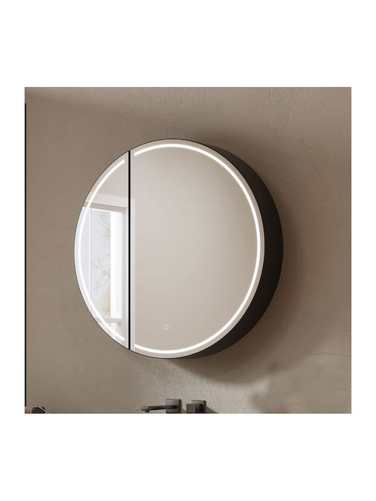 Luminor Bathroom Mirror Led Metal with Cabinet Black