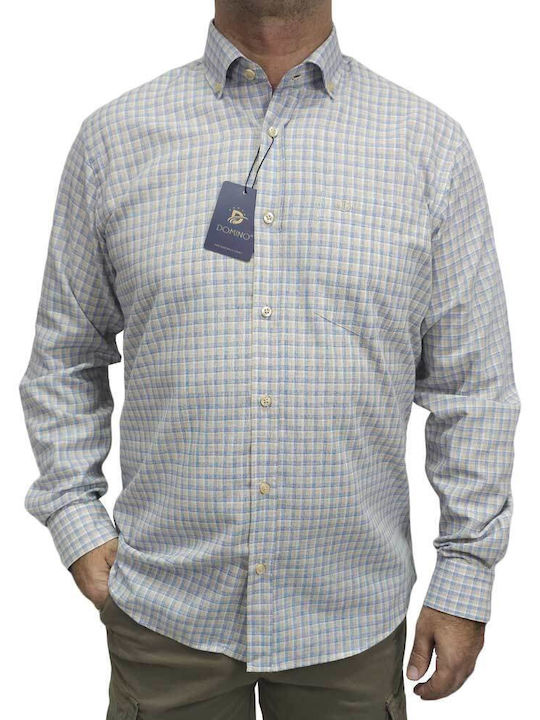 Long Sleeve Shirt in Regular Fit Checked Beige 28133-02-BEIGE