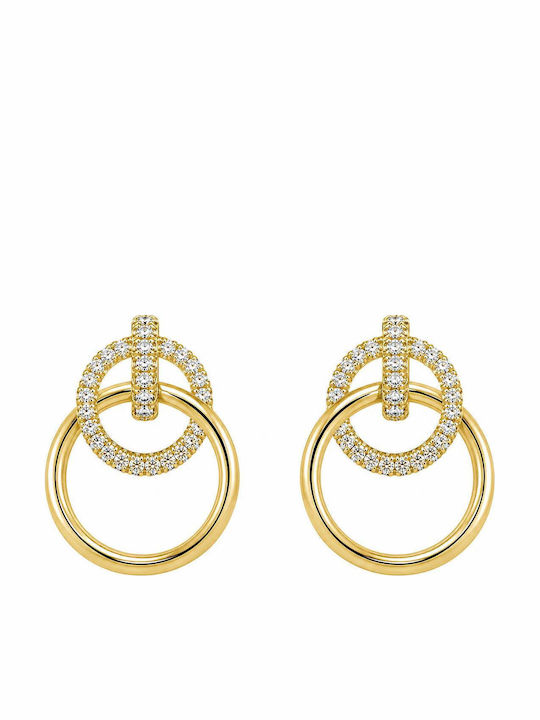 Jools Silver Gold Plated Hoop Earrings with Stones