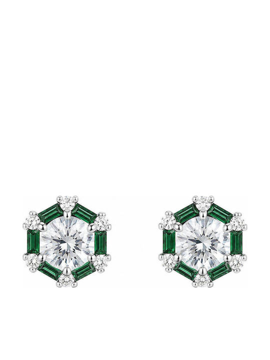 Jools Single Silver Earring with Green Stones