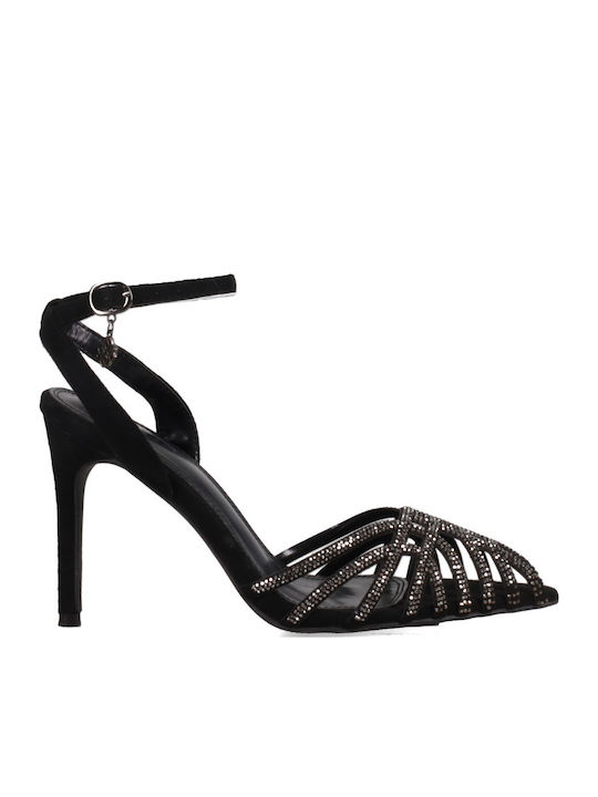 Damen Sandalen mit Strass Schwarz