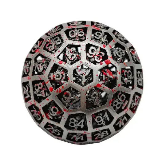 Suegao 100-sided Hollow Metal Polyhedral Die Tabletop Rpg Bloodstain