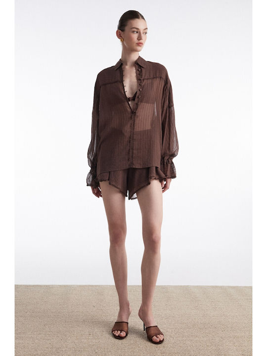 Long Sleeve Women's Shirt Brown