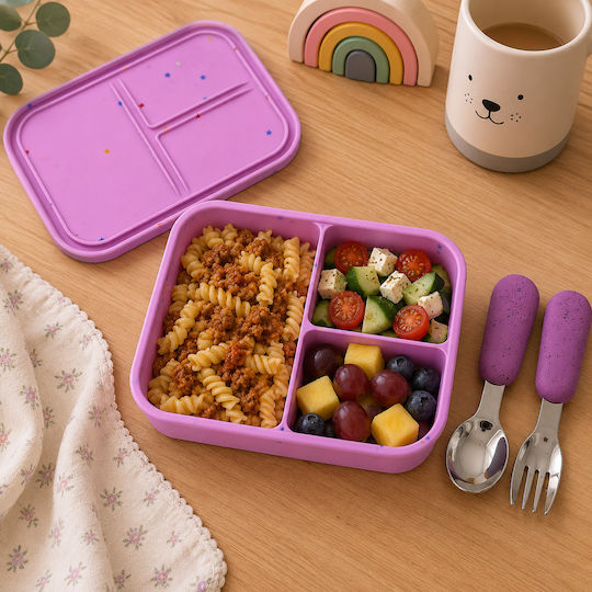 Dodo's Land Kids' Food Container Made of Silicone 0.86 Litre Pink 18.6 x 13.3 x 6.15 cm