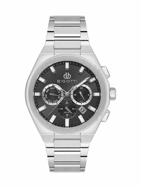 Bigotti Milano Herrenuhr Batterie mit Silber Metall-Armband