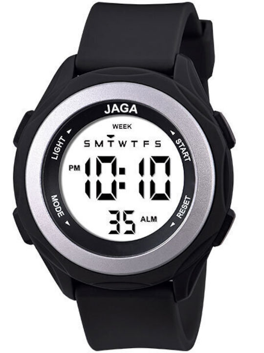 Jaga Digital Men's Watch 44mm Battery with Silver Rubber Strap