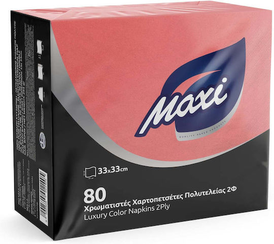 Maxi Luxus Serviette 33x33 2-lagig 80 Stück Verschiedene Farben Orange