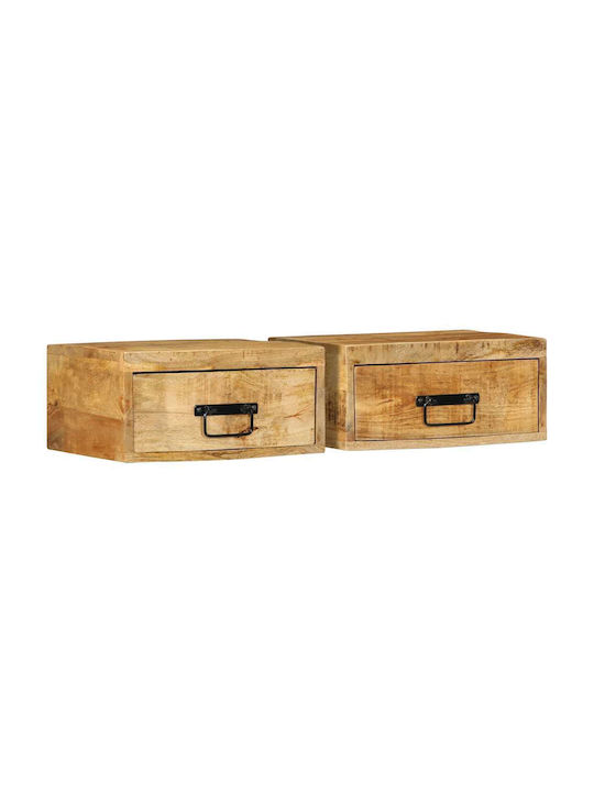 Bedside Tables Made of Solid Brown Wood 2 Pieces 40x30x19cm