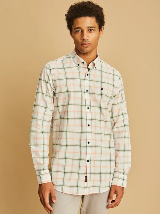 Long Sleeve Shirt in Regular Fit Checked Orange
