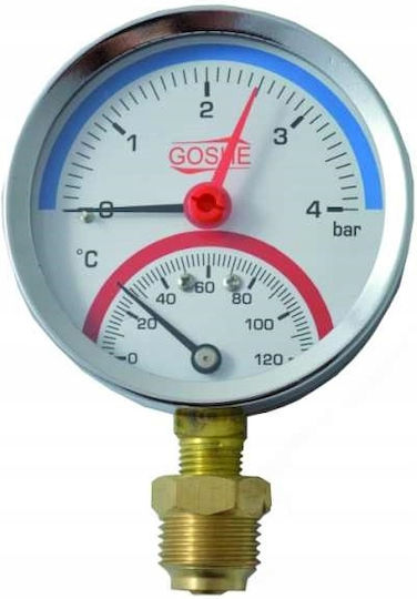 Termomanometru Radial 80mm 0-4 Bar 0-120°c 1/2"