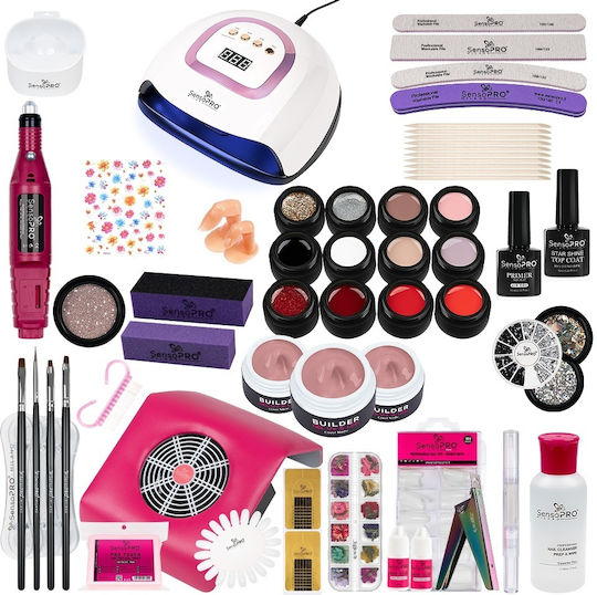 Kit Unghii False Sensopro Milano Gel Uv 15ml Promoție #09 Set Cadou 4 Perii Manichiură