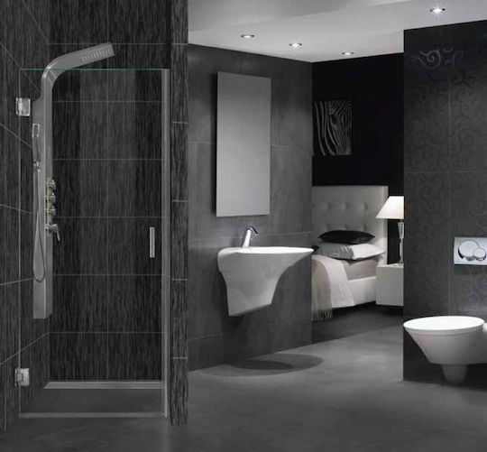 Aquarelle Shower Screen with Sliding Door 55-57x190cm Clear Glass Chrome