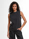 Summer Women's Cotton Sleeveless Black Blouse