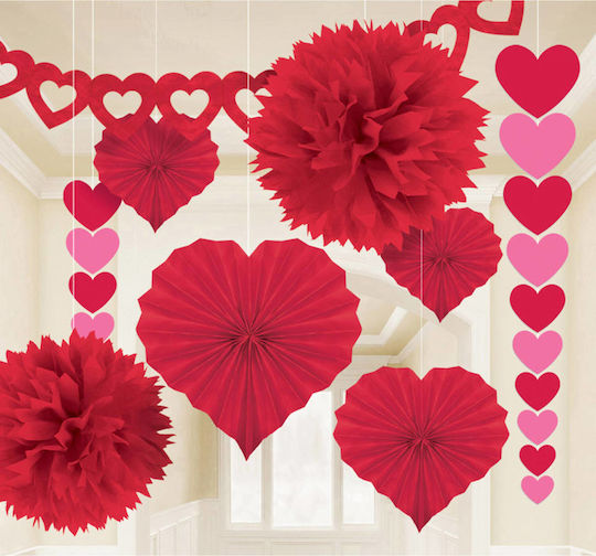 Partydekorationen Decken Rot Valentine 9 Stück