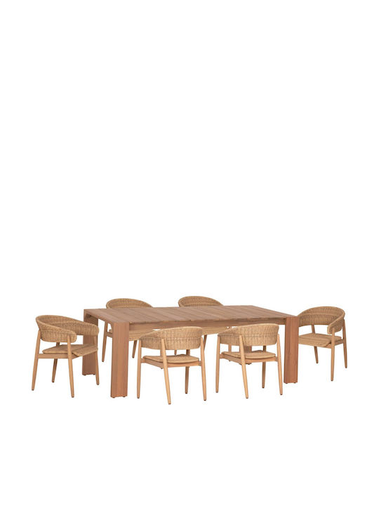 Set de sufragerie pentru exterior 7 piese din acacia