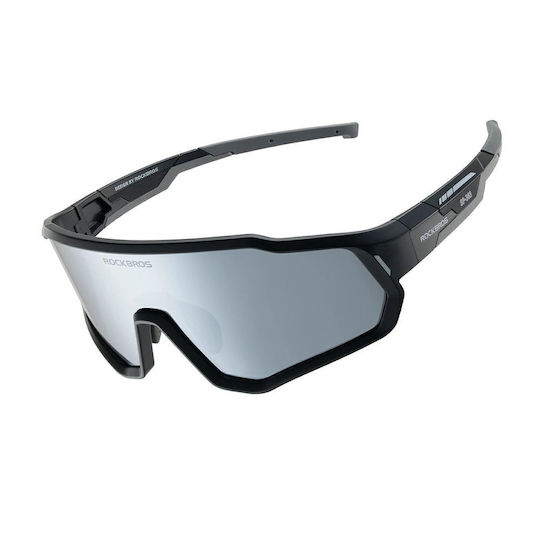 Rockbros Cycling Glasses with Black Frame and Polarized / Mirror Lenses