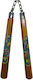 Nunchaku din lemn poligonal Dragon verde