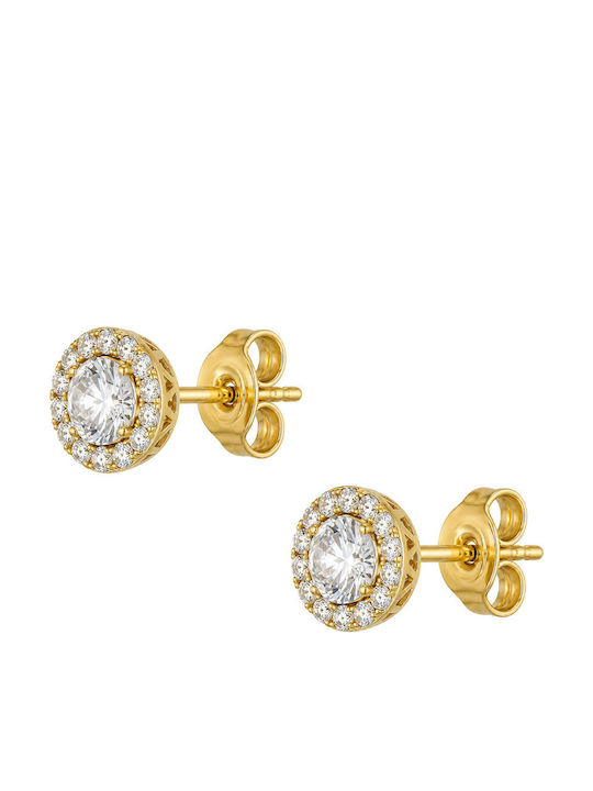 Gold Stud Earrings with Stones