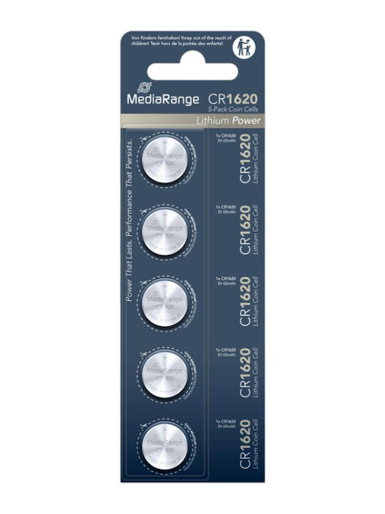 MediaRange Батерии Литий За Часовници CR1620 3V 5 Броя