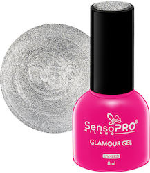 Glamour Semi-permanenter Nagellack Gel Sensopro Milano 8ml Silber Glitzer #56 Glamour Semi-permanenter Nagellack Gel Sensopro Milano 8ml Silber Glitzer #56
