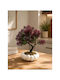 Stewehome Decorative Bohemian Style Artificial Burgundy Chrysanthemum White Wicker Pot Burgundy
