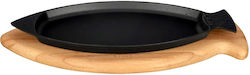 Cast Iron Fish Tray 32 X 20 Cm Wooden Platter Lava Cast Iron Fish Tray 32 X 20 Cm Wooden Platter Lava