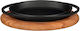 Oval Cast Iron Tray 21 X 14 Cm Wooden Base Lava