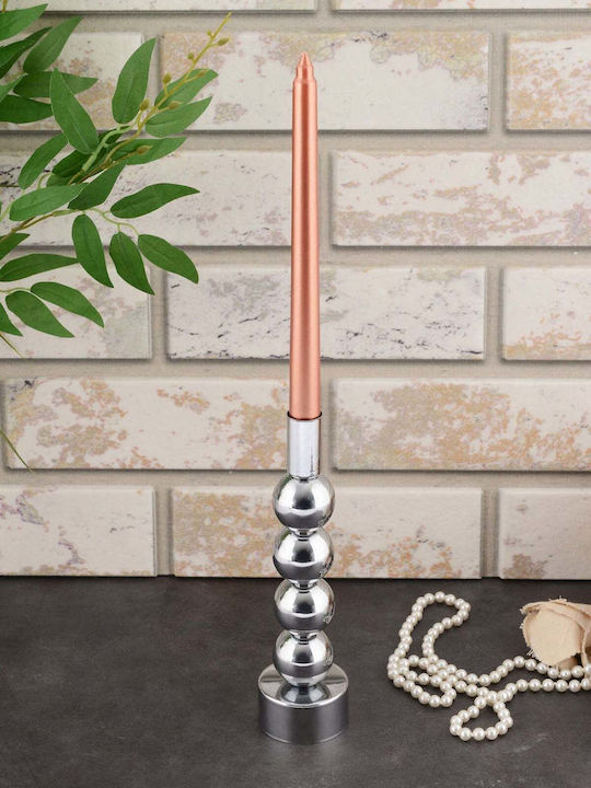 SteweHome Κηροπήγιο Μεταλλικό σε Ασημί Χρώμα 22x2x12εκ.