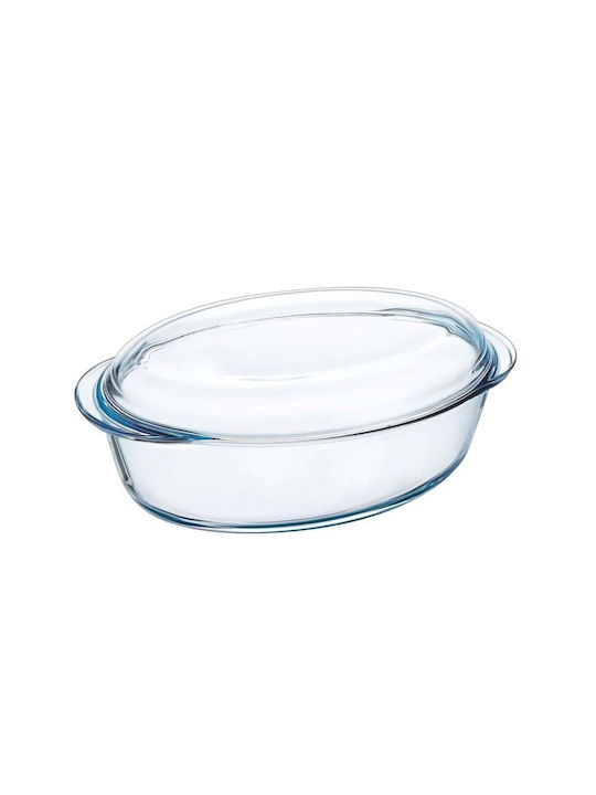 Pyrex Ovale Hitzebeständiges Kochgeschirr Glas mit Deckel und Gestell 33x20cm