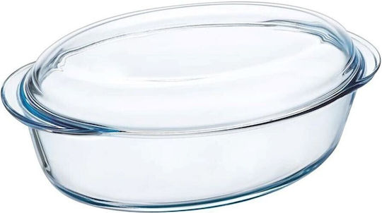 Pyrex Ovale Hitzebeständiges Kochgeschirr Glas mit Deckel und Gestell 33x20cm