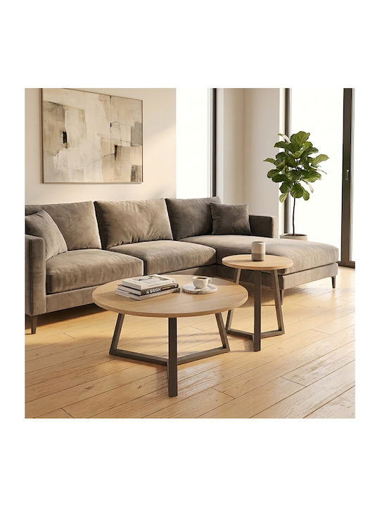 Round Central Coffee Table Berton from Solid Wo...