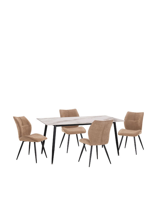 Set de sufragerie Gaff cu 4 scaune 160x80cm.