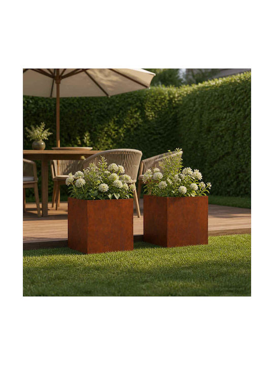 vidaXL Set 2 Ghivece De Flori Metalice Rust 20cm