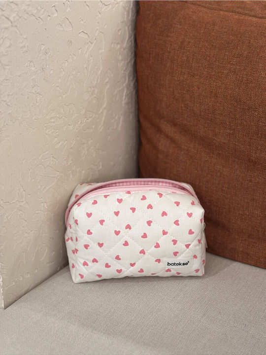 Enpapa Makeup Bag Pink Heart Design Medium Size Pink 15x15x8 Cm