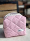 Enpapa Small Makeup Bag Pink Checkered Design Pink 13x13x9 Cm