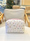 Enpapa Large Makeup Bag Mixed Blue Floral Design White 19x18x7.5 Cm