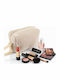 Enpapa Makeup Bag For Daily Use Plush Fabric Cream Ecru 16x10x6.5 Cm