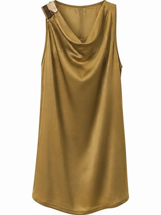 Women's Sleeveless Drape Top Gold