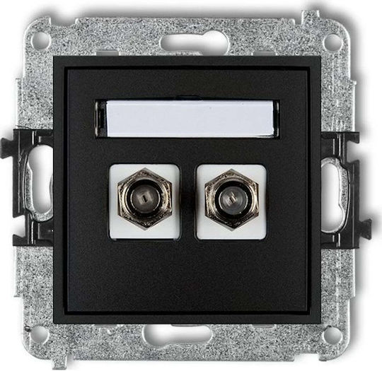 Mini Antenna Jack Dual Type F Sat Nickel Plated Matt Black 12mgf-2