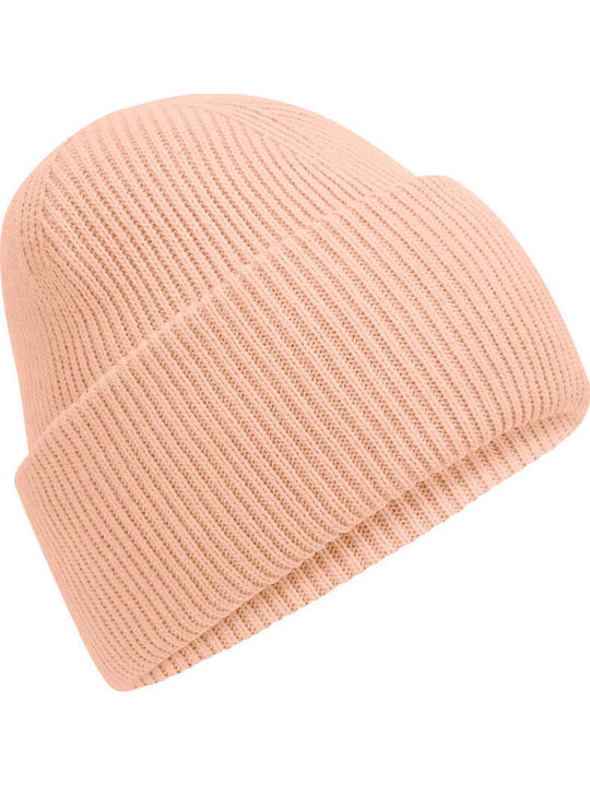 Beanie Unisex Beanie with Rib Knit in Orange Colour