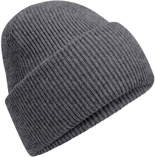 Beanie Unisex Beanie with Rib Knitting in Grey Colour