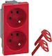 Kontakt-Simon Single Power Socket Red